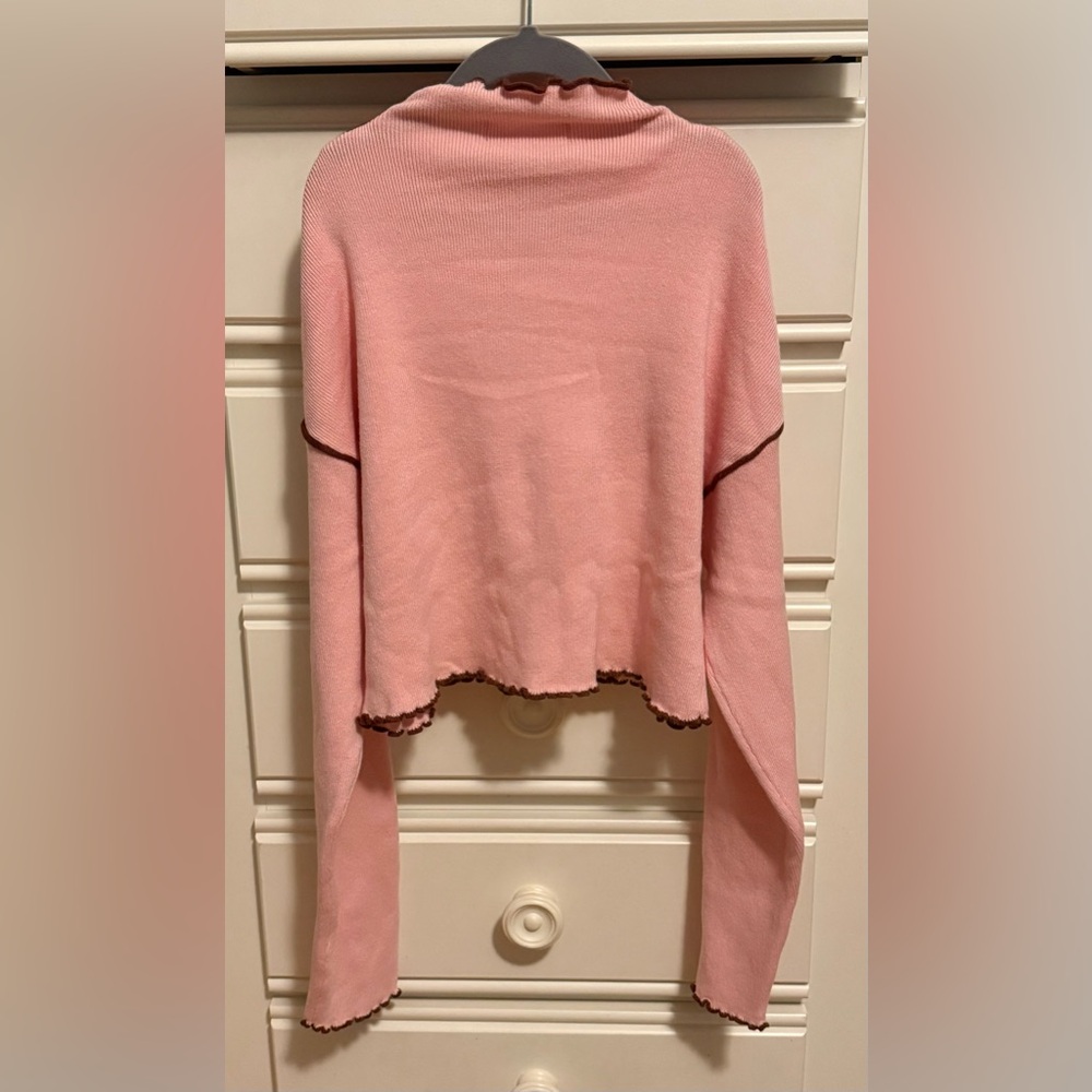 NWT! Urban Outfitters Pink Contrast Trim Long Sleeve Shirt (Size XS) - Picture 10 of 10
